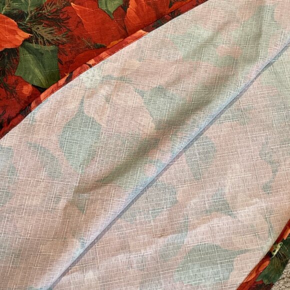 Vintage Christmas Poinsettia Round Tablecloth 66" Red Colorful Holiday EUC - Picture 3 of 4